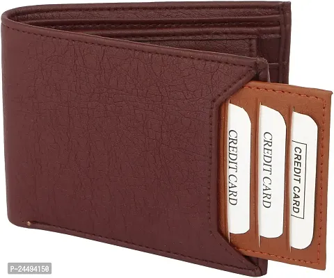 WILD EDGE Maroon Men's Wallet with Detachable Card Holder - Men Maroon Solid Two Fold Artificial Leather Wallet (Pack of 1)