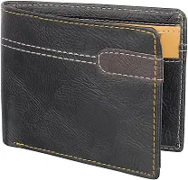 WILD EDGE Black Handcrafted Formal and Stylish Wallet - Artificial Leather Wallet for Men - Slim Bi-fold Stylish Wallet for Men (Pack of 1)-thumb4