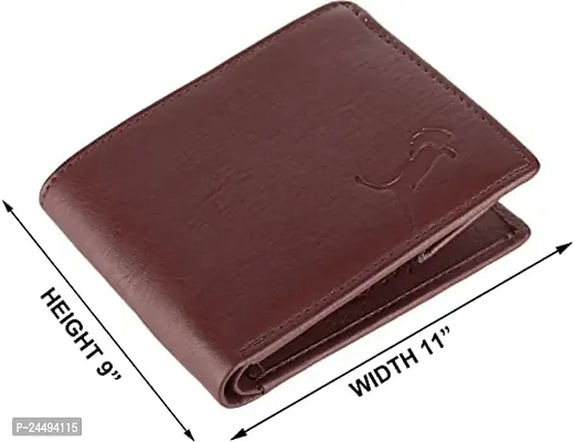 WILD EDGE Dark Brown Men's Wallet with Transparent Card Compartments | Smart and Formal Artificial Leather Wallet for Men-thumb3