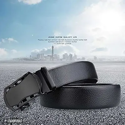 WILD EDGE Men's Black Belt, Light weight special PU Leather belt for Men, Black Belt Gift Box-thumb2