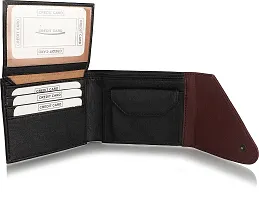 WILD EDGE Black and Burgundy Bi-Fold Men's Wallet - Formal/Casual/Stylish Artificial Leather Wallet for Men - Black-Burgundy Men's Two-Fold Purse-thumb3