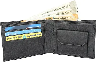 WILD EDGE Men's Wallet in Solid Design with Flap Closure Artificial Leather with Detachable Card Holder | Stylish Men's Two-Fold/Bi-Fold Wallet (Black)-thumb1