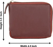 WILD EDGE Men's Wallet in Solid Design with Zip Closure Artificial Leather | Stylish Men's Two-Fold/Bi-Fold Wallet (Brown)-thumb3