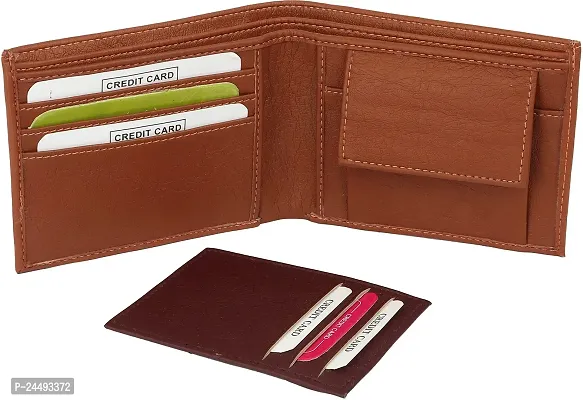 WILD EDGE Tan Men's Wallet with Brown Detachable Card Holder - Men Tan Solid Two Fold Artificial Leather Wallet (Pack of 1)-thumb2