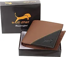 WILD EDGE Artificial Leather Wallet with Bi-Fold Closure and Colorblocked Design for Men - Versatile Leather Men's Wallet (Brown-Black)-thumb2