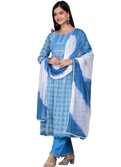 Stylish Rayon Kurta, Bottom With Dupatta