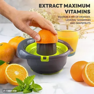 Laxvila India Heavy Duty Hand Press Manual Fruit juicer Orange Squeezer Bowl for Citrus Lemon Orange Mausambi Strainer with Easy Pour Spout Lock It Juicer maker Hand Rotation Mosambi Press juice mixer-thumb2