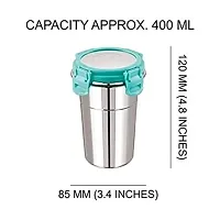 Stainless Steel Click and Seal Lock Fusion Tumbler Glass Air Tight Leak Proof Storage Container Big Glass Bottle with lid for Milk Juice Buttermilk at Home Office Travel (Multicolor, 400 ML)-thumb1