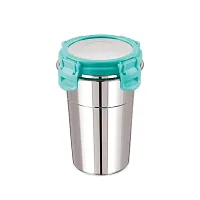 Stainless Steel Click and Seal Lock Fusion Tumbler Glass Air Tight Leak Proof Storage Container Big Glass Bottle with lid for Milk Juice Buttermilk at Home Office Travel (Multicolor, 400 ML)-thumb2