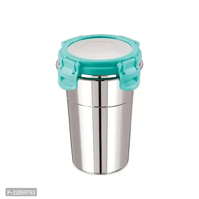 Stainless Steel Click and Seal Lock Fusion Tumbler Glass Air Tight Leak Proof Storage Container Big Glass Bottle with lid for Milk Juice Buttermilk at Home Office Travel (Multicolor, 400 ML)-thumb3