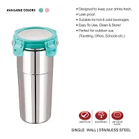 Stainless Steel Click and Seal Lock Fusion Tumbler Glass Air Tight Leak Proof Storage Container Big Glass Bottle with lid for Milk Juice Buttermilk at Home Office Travel (Multicolor, 600 ML)-thumb3