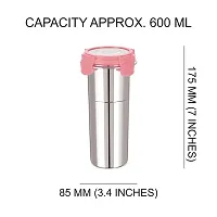 Stainless Steel Click and Seal Lock Fusion Tumbler Glass Air Tight Leak Proof Storage Container Big Glass Bottle with lid for Milk Juice Buttermilk at Home Office Travel (Multicolor, 600 ML)-thumb4