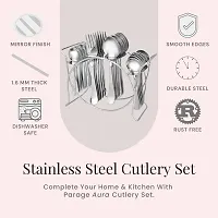 Stainless Steel Cutlery Set of Spoons  Forks with Round Stand for Home Kitchen 24 Pcs Set with Hanging Stand ( 6 Dinner Spoons, 6 Dinner Forks, 6 Tea Spoons, 6 Baby Spoons , 1 Stand )-thumb1
