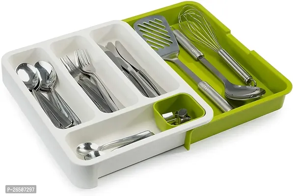 Multipurpose Expandable Cutlery Tray Heavy Duty Foldable Drawer Divider Holder Organizer to Store Organize Spoons Fork Knife Toiletries For Home Modular Kitchen MULTICOLOR