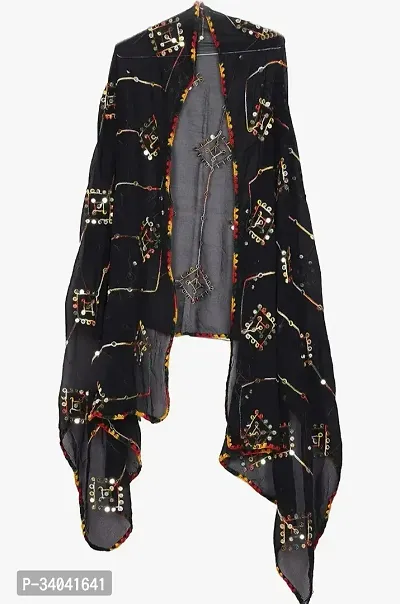 Elite Black Cotton Printed Dupattas For Women-thumb0