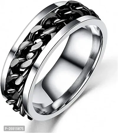 Mens Fidget Spinner Rings Chain Rotation Ring for Men 8MM Stainless Steel-thumb0