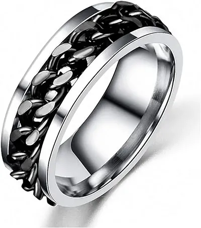 Mens Fidget Spinner Rings Chain Rotation Ring for Men 8MM Stainless Steel