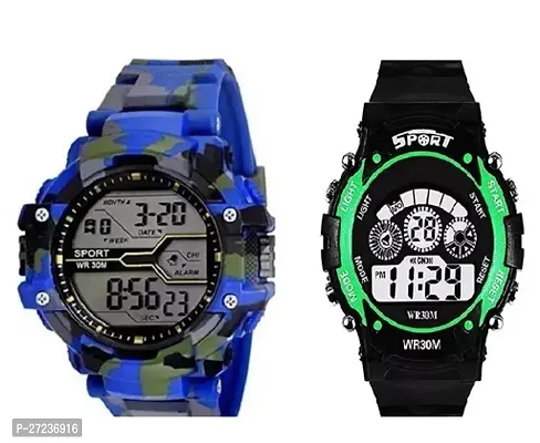 Multi Functional Sports Digital Multicolor Dial Mens Watch PACK OF 2