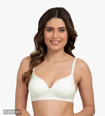 Stylish White Cotton Solid Padded Bras For Women-thumb0