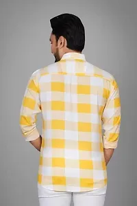 Stylish Cotton Blend Yellow Checked Casual Shirts For Men-thumb1