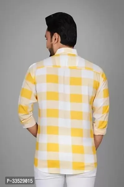 Stylish Cotton Blend Yellow Checked Casual Shirts For Men-thumb2