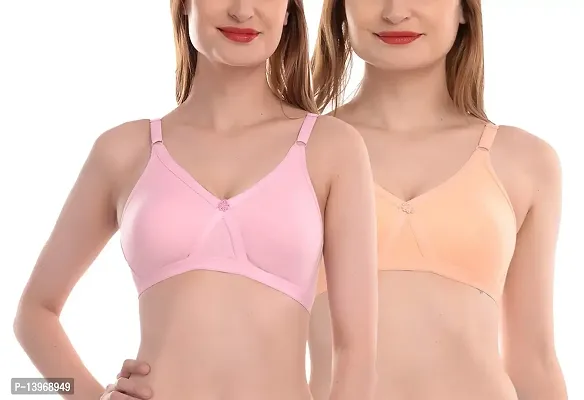 Viral Girl Women's Cotton Hosiery Full Coverage Everyday Wear C-Cup Bra(-lc) (Set of 2)