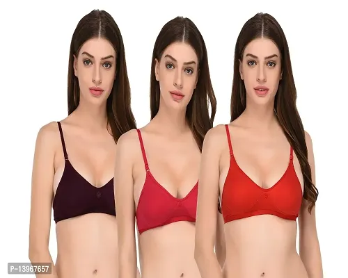 Buy Viral Girl Women's Non Padded Cotton-Hosiery Half Coverage B-Cup T-Shirt  Bra (Pack of 3)(vento3) Online In India At Discounted Prices