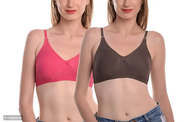 Buy Viral Girl Women's Non Padded Cotton-Hosiery Half Coverage B-Cup T-Shirt  Bra (Pack of 2)(avani2) Online In India At Discounted Prices
