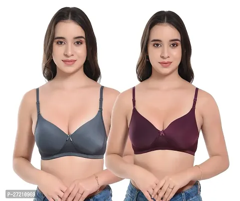 Classic Polyamide Solid Bra for Women, Pack of 2