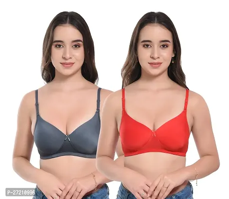Classic Polyamide Solid Bra for Women, Pack of 2