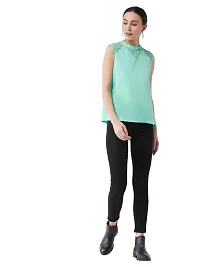 Miss Chase Women's Sea Green Round Neck Sleeveless Basic Lace Top (MCSS15TP06-04-19-04,Sea Green,M)-thumb1