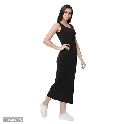 RIGO Pure Cotton Sleeveless Below Knee Black Bodycon Women's Maxi Dress-thumb2