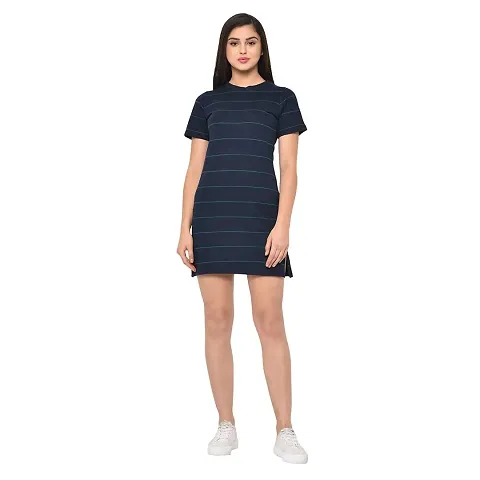 RIGO Women's Pure Half Sleeve/Above Knee/Mid Thigh Length Bodycon Dress (Medium, Dark Blue, WDRS124-1031-$P)