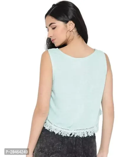 I AM for You Blue Embroidered High-Low Crop Top-thumb3