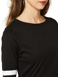 Miss Chase Women's Black Round Neck 3/4th Sleeves Solid Regular Basic Top (MCSS17TP07-96-62-02, Black, X-Small)-thumb4