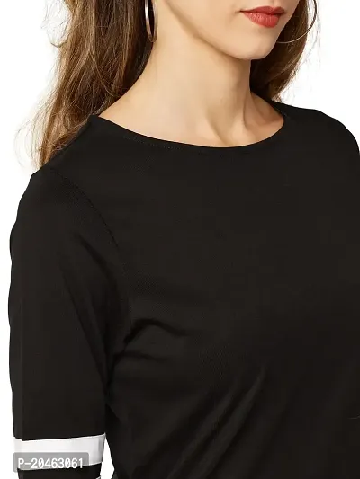 Miss Chase Women's Black Round Neck 3/4th Sleeves Solid Regular Basic Top (MCSS17TP07-96-62-02, Black, X-Small)-thumb5