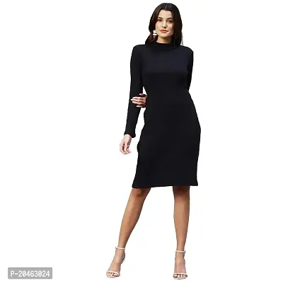 RIGO Women Black Full Sleeve Side Slit Dress-thumb0