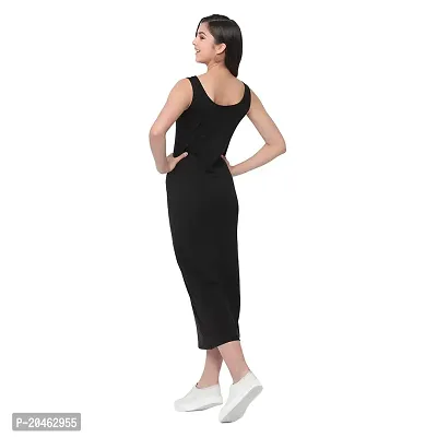 RIGO Pure Cotton Sleeveless Below Knee Black Bodycon Women's Maxi Dress-thumb4