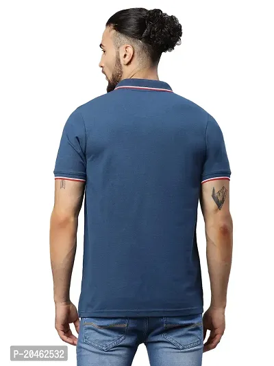 Rodamo Men T Shirt Half Sleeve Polo T Shirts for Men Cotton T Shirts,112060107-L Blue-thumb3