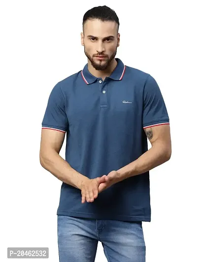 Rodamo Men T Shirt Half Sleeve Polo T Shirts for Men Cotton T Shirts,112060107-L Blue-thumb0