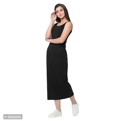 RIGO Pure Cotton Sleeveless Below Knee Black Bodycon Women's Maxi Dress-thumb3
