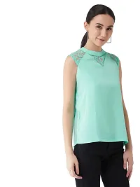Miss Chase Women's Sea Green Round Neck Sleeveless Basic Lace Top (MCSS15TP06-04-19-04,Sea Green,M)-thumb2