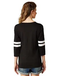 Miss Chase Women's Black Round Neck 3/4th Sleeves Solid Regular Basic Top (MCSS17TP07-96-62-02, Black, X-Small)-thumb3