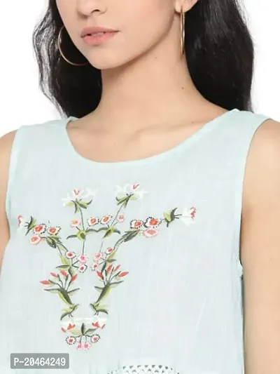 I AM for You Blue Embroidered High-Low Crop Top-thumb4