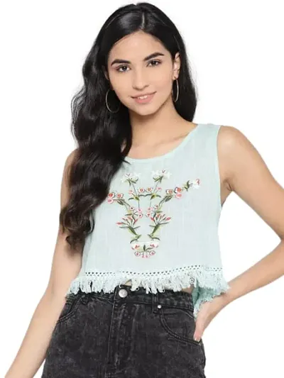 I AM for You Embroidered High-Low Crop Top