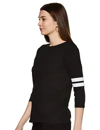 Miss Chase Women's Black Round Neck 3/4th Sleeves Solid Regular Basic Top (MCSS17TP07-96-62-02, Black, X-Small)-thumb1