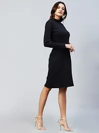 RIGO Women Black Full Sleeve Side Slit Dress-thumb4