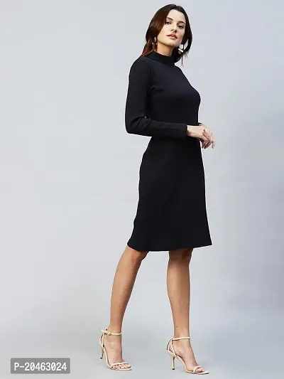 RIGO Women Black Full Sleeve Side Slit Dress-thumb5