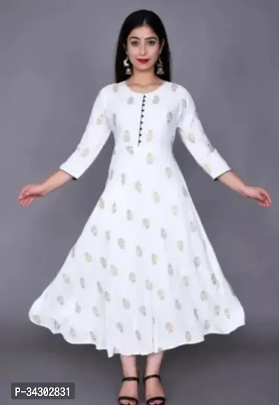 Fabulous Rayon Printed Anarkali Kurta For Women-thumb0