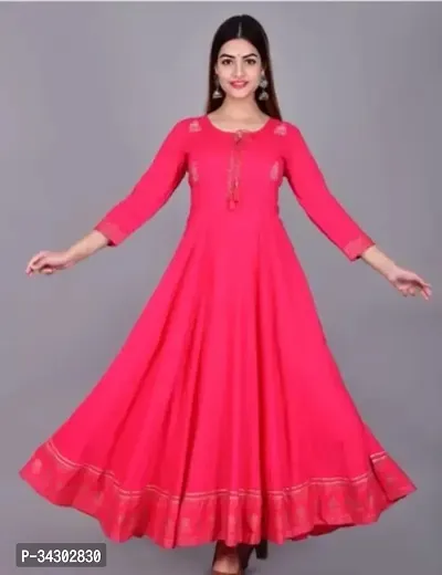 Fabulous Rayon Self Pattern Anarkali Kurta For Women-thumb0